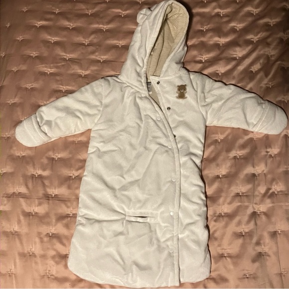 Carter’s Child of Mine White Fleece Hooded Sleep Sack 3-6 Months - Picture 1 of 8